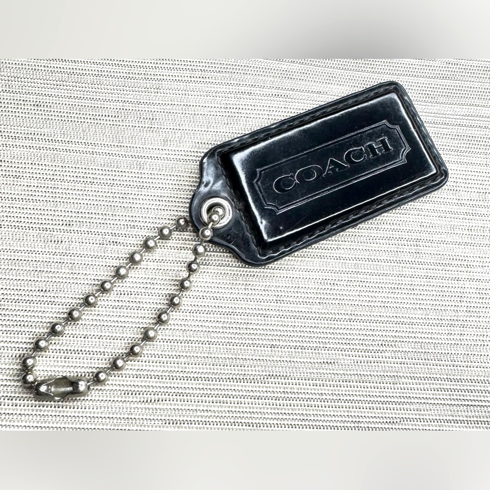 Coach Black Patten Leather Glossy Black Hang Tag / Bag Charm / Keychain - 2.5”